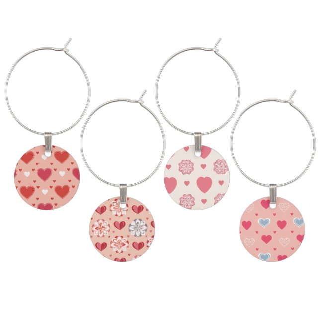 Romantic Hearts Wine Charms for Valentine's Day (Staggered)