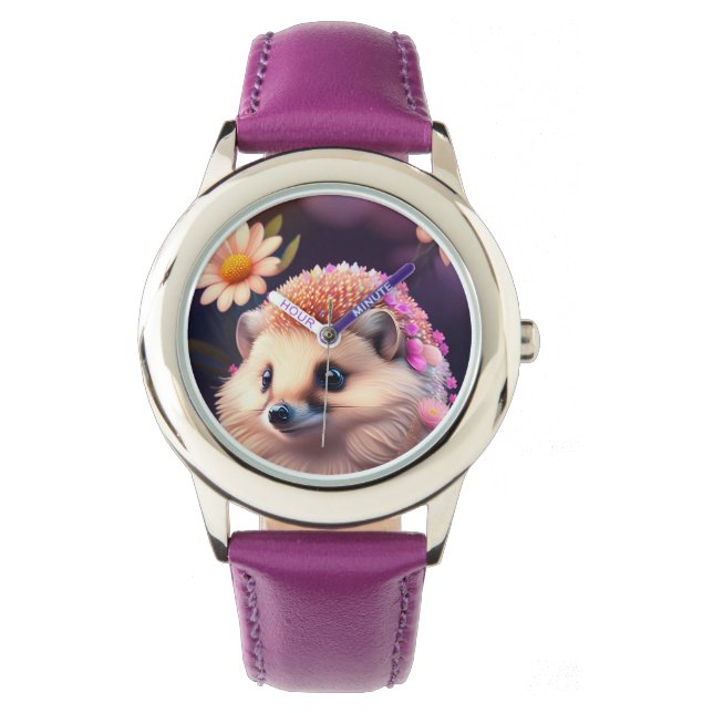 Romantic hedgehog with flowers watch (Front)
