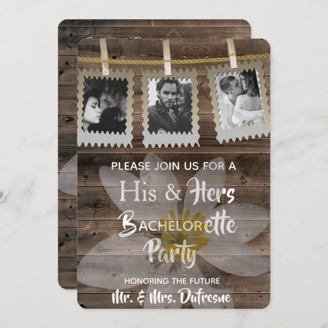 Romantic "His & Hers" Bachelor/Bachelorette Party Invitation (Front/Back)