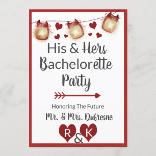 Romantic His & Hers Bachelorette Party Invitation
