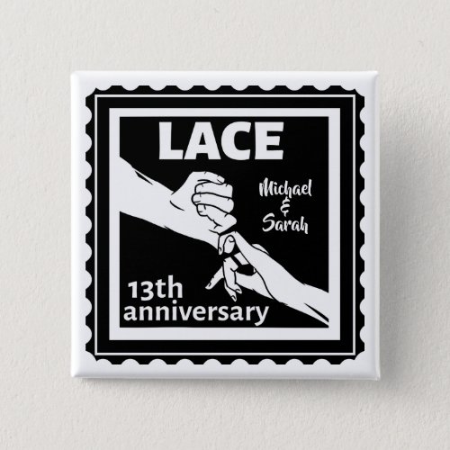 Romantic holding hands 13th wedding anniversary button