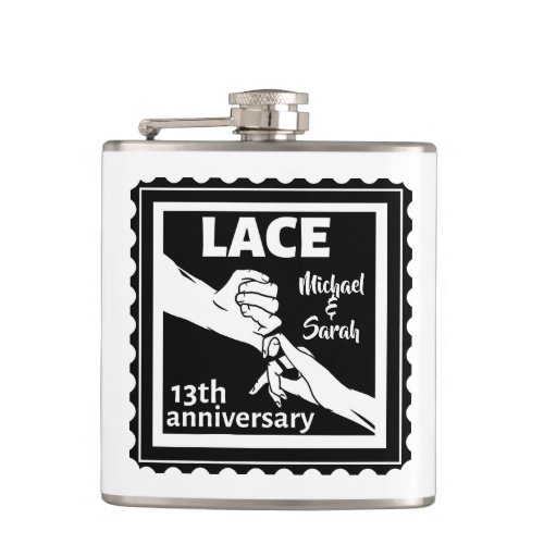 Romantic holding hands 13th wedding anniversary flask