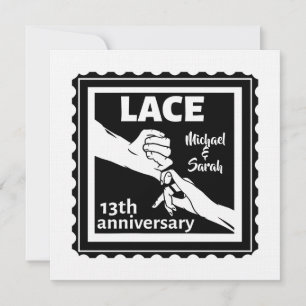 Romantic holding hands 13th wedding anniversary invitation