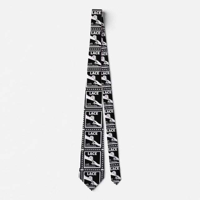 Romantic holding hands 13th wedding anniversary neck tie (Front)