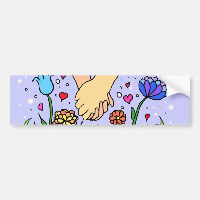 Romantic Holding Hands - dating / anniversary gift Bumper Sticker (Front)