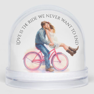 Romantic Holiday Gift Couple on Bike Love Quote Snow Globe