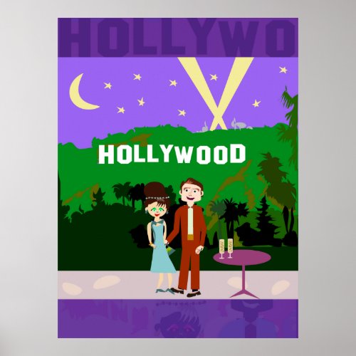 Romantic Hollywood Fun Retro Character Art  Poster