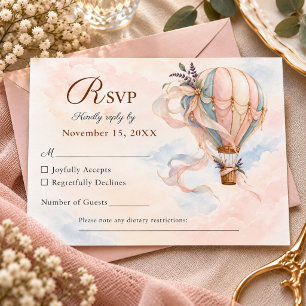 Romantic Hot Air Balloon Destination Wedding RSVP Card