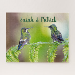 Romantic Hummingbirds Photo Personalized Jigsaw Puzzle