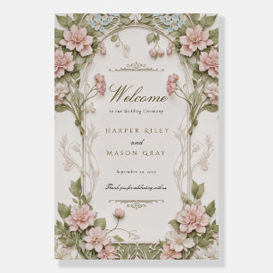 Romantic Hydrangea Wedding Welcome Sign