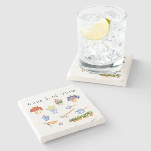 Romantic I love my fowers Minimalist Cute     Stone Coaster