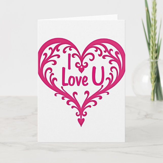 Romantic I Love U Heart Card (Front)