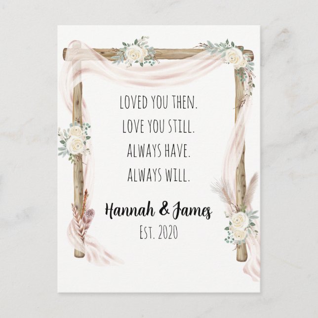 Romantic I Love You Anniversary Boho Warercolor Postcard (Front)