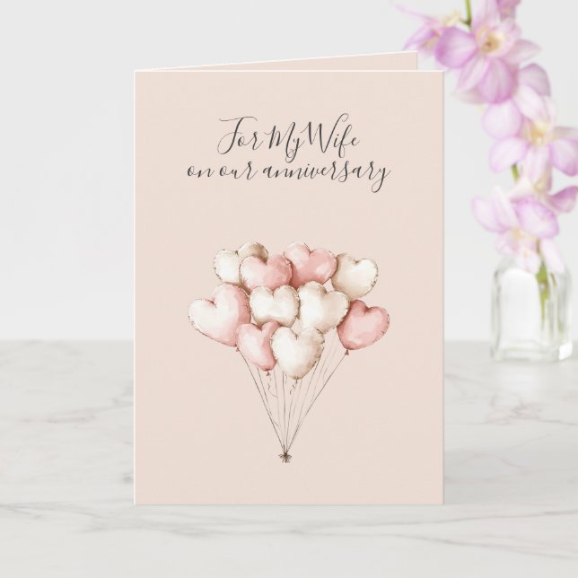 Romantic I Love You Anniversary Pink Hearts Card (Orchid)