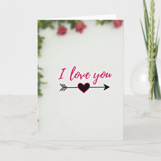 Romantic I Love You Arrow Heart Card (Front)