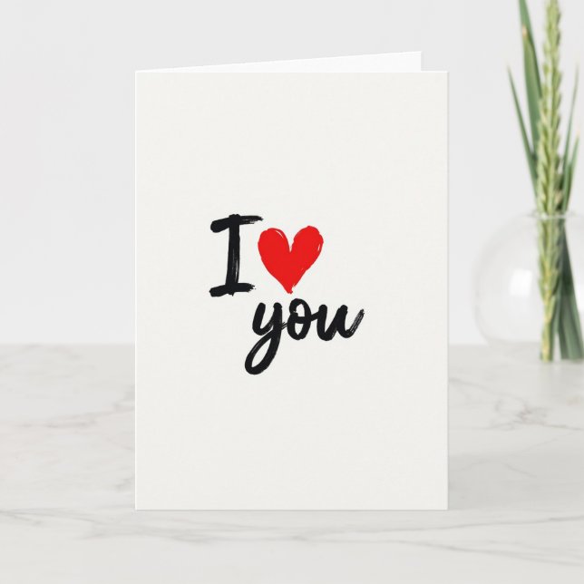 Romantic I Love You Brushstroke Card (Front)