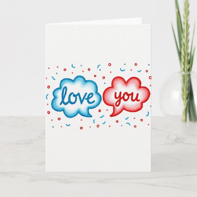 Romantic I Love You Confetti Card (Front)