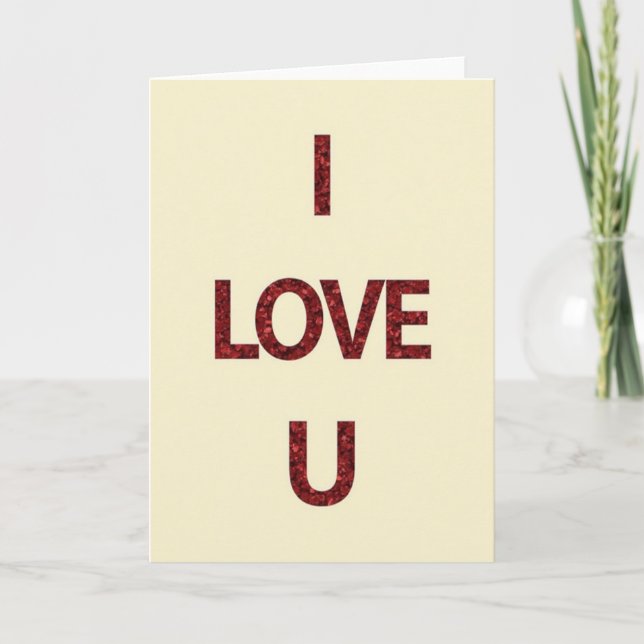 Romantic I Love You Glitter Card (Front)