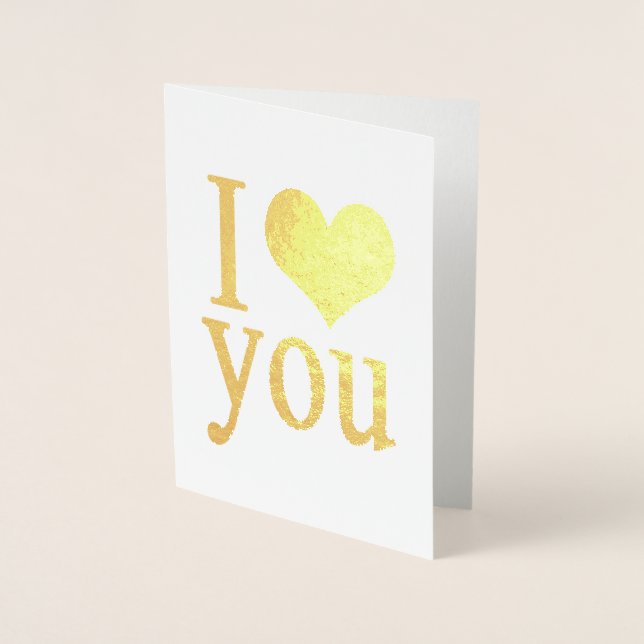 Romantic I love you heart gold Foil Card (Front)