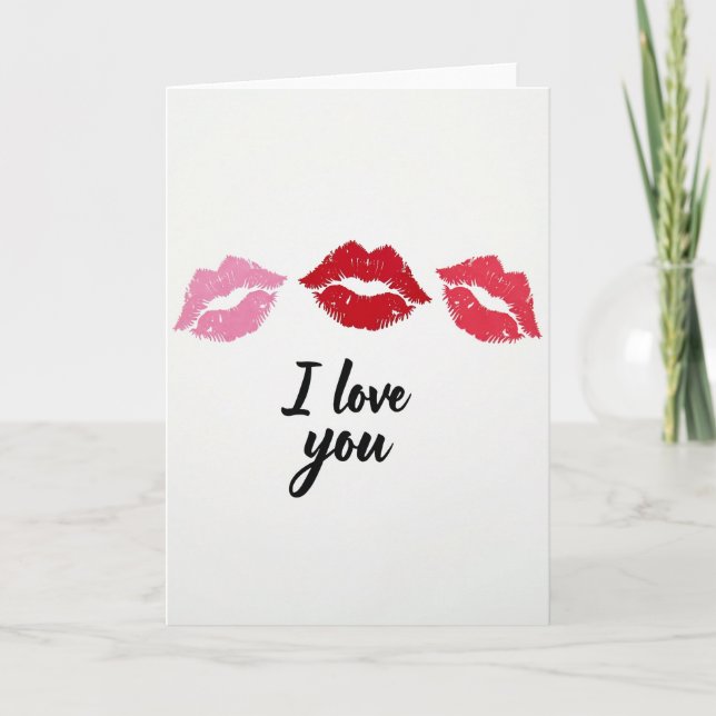 Romantic I Love You Kiss Card (Front)