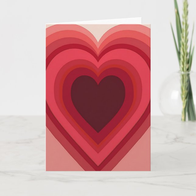 Romantic I Love You Layered Hearts Card (Front)