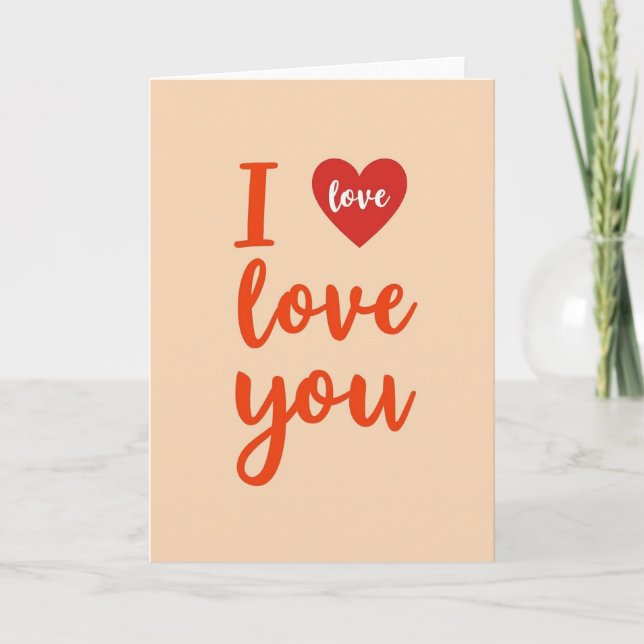 Romantic I Love You Peach Card (Front)