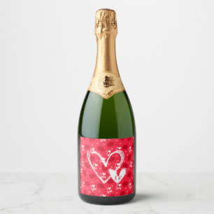 Romantic I Love You Red Heart Lips Valentine Champ Sparkling Wine Label