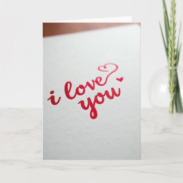 Romantic I Love You Script Glitter Card (Front)