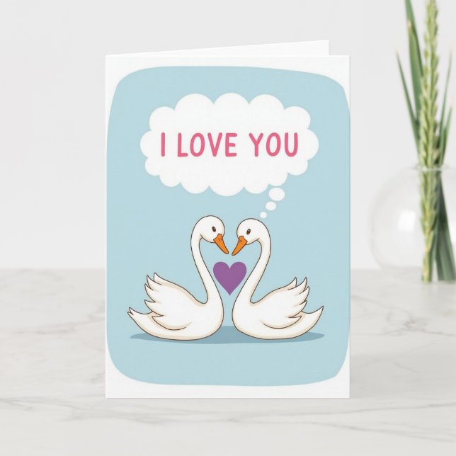 Romantic I Love You Swans Card (Front)