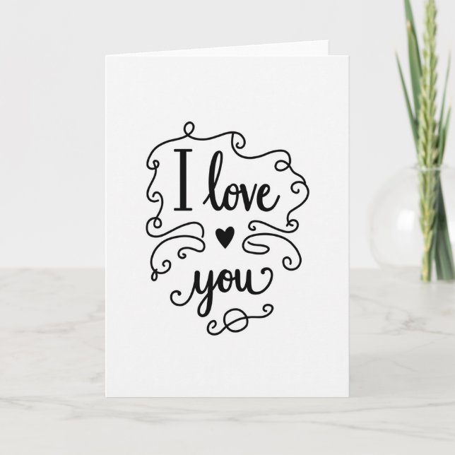 Romantic I Love You Swirl Card (Front)