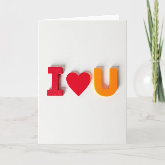 Romantic I Love You Wood Card (Front)