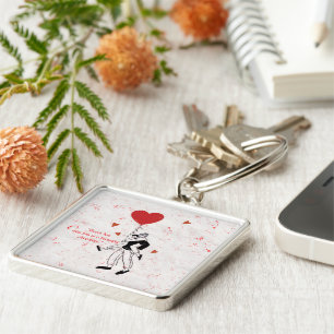 Romantic illustration of a couple keychain