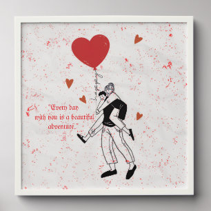 Romantic illustration of a couple peel and stick photo tile