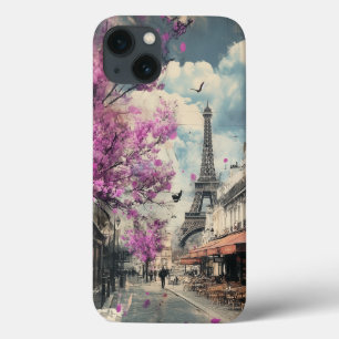 Romantic image of PAris with the Eiffel tower iPhone 13 Case