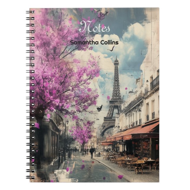 Romantic image of PAris with the Eiffel tower Notebook (Front)