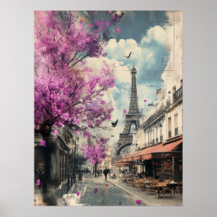 Romantic image of PAris with the Eiffel tower Poster