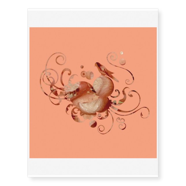 romantic in peach (I) Temporary Tattoos (Front)