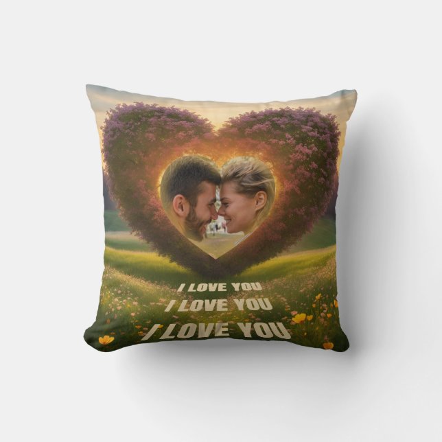 Romantic individual image, heart in nature throw pillow (Front)