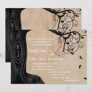 Romantic Initials in Tree Wedding Invite