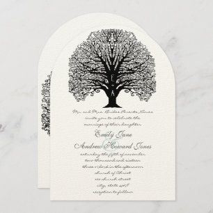 Romantic Initials In Trunk Swirl Tree Wedding Invitation