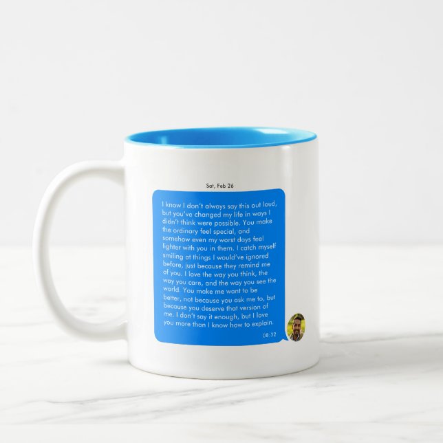 Romantic Instant Messenger Custom Message Two-Tone Coffee Mug (Left)