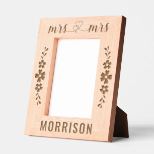 Romantic Interlocked Hearts Mrs & Mrs Wedding Engraved Frames