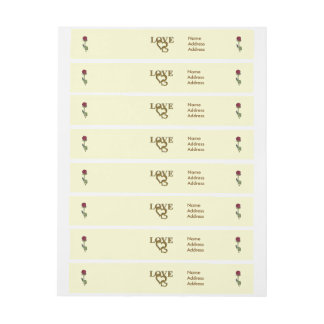 Romantic Interlocking Hearts & Red Rose Wrap Around Address Label
