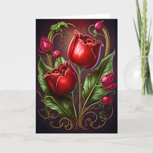 Romantic Ionic Roses Valentines Day Card