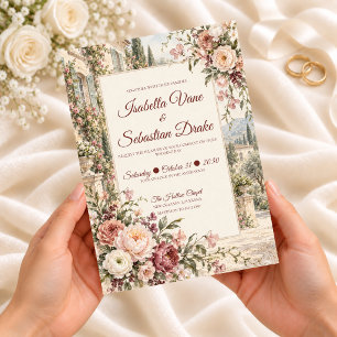 Romantic Italian Garden Floral Wedding Invitation