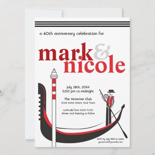 Romantic Italian Gondola Invitation