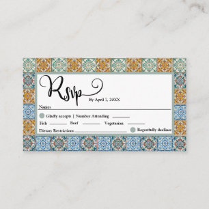 Romantic italian Tiles Destination Wedding Rsvp Enclosure Card