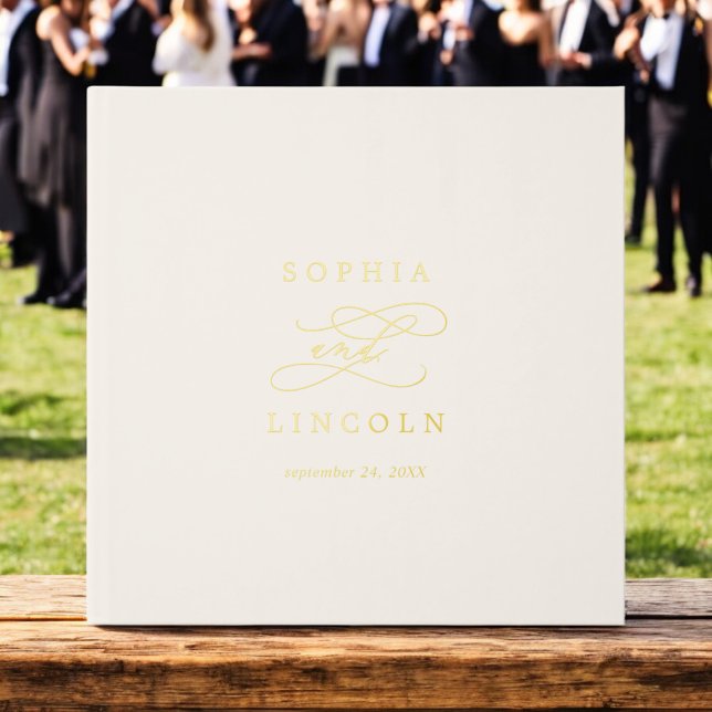 Romantic Ivory and Gold Foil Monogram Wedding Guest Book (Romantic Ivory and Gold Foil Monogram Wedding Foil Guest Book)