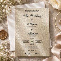 Romantic Ivory Beige Linen Motif Elegant Wedding