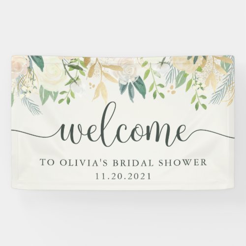 Romantic Ivory Floral  Welcome Banner